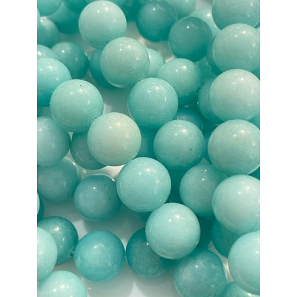 Perles Ronde, Jade Bleu Clair 12mm, couleur Y04
