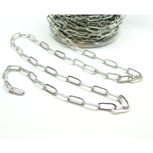 Chaine, maille Ovale, Rectangle 10 par 4 mm, Acier Inoxydable 304, finition Argenté