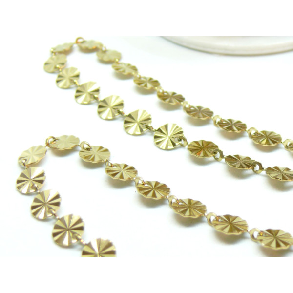 Chaine, maille Fleur 6 mm, Acier Inoxydable 304, finition Doré, Placage IONIQUE