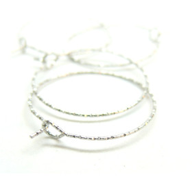 Boucles d'oreilles, Créoles Tige martelées 20mm, Acier Inoxydable 316, Argenté