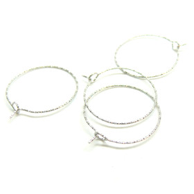 Boucles d'oreilles, Créoles Tige martelées 20mm, Acier Inoxydable 316, Argenté