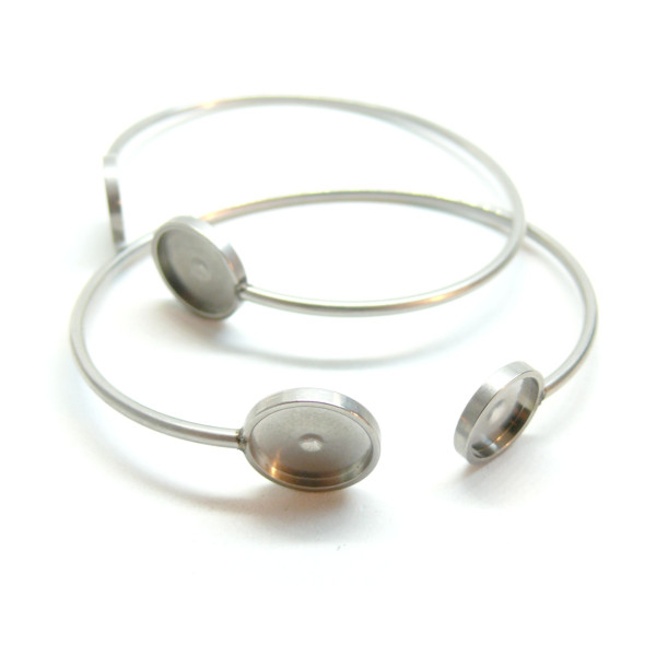 Support de bracelet double 12 et 10mm, Acier Inoxydable 304, finition Argent foncé