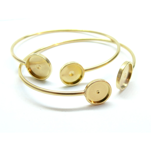 Support de bracelet double 12 et 10mm, Acier Inoxydable 304, finition doré à l'or fin 18K, Placage IONIQUE