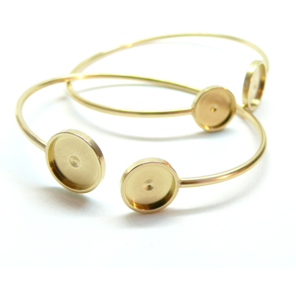 Support de bracelet double 12 et 10mm, Acier Inoxydable 304, finition doré à l'or fin 18K, Placage IONIQUE