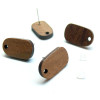 PS11870068 – Lot de 2 ou 4 Boucles d'oreille Puce Ovale 19mm Bois avec Trou d'Attache et Embouts Plastique