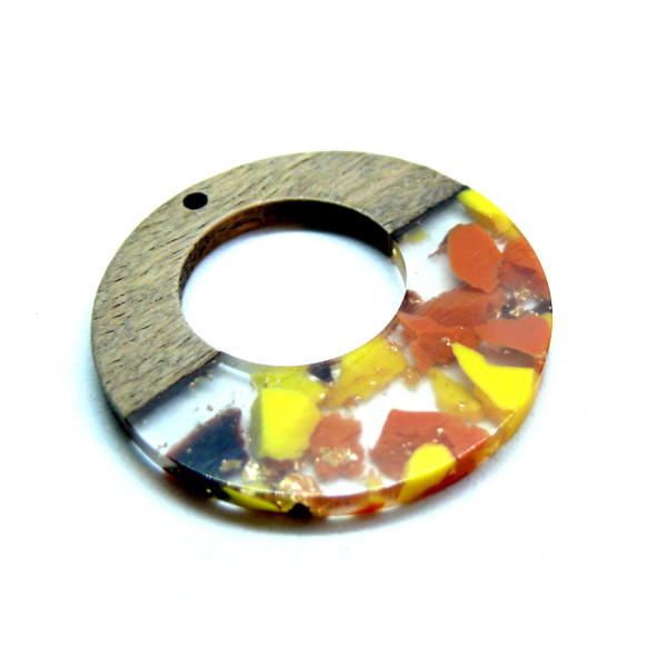 Pendentif Cercle en Bois et Résine 38 mm