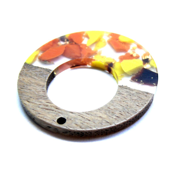 Pendentif Cercle en Bois et Résine 38 mm
