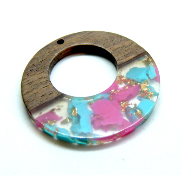 Pendentif Cercle en Bois et résine 38mm
