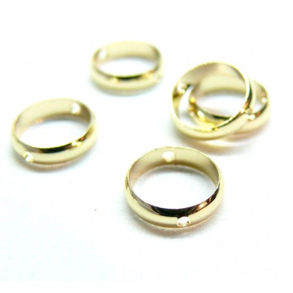Perles intercalaires  Cadre Cercle 10mm en Cuivre finition à l'or fin 14K