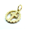 Pendentif, médaillon Croix 12mm avec anneau, Acier Inoxydable 304, finition Doré Placage IONIQUE