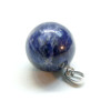 Pendentif ROND 18mm,  JASPE BLEU avec bélière,  métal finition Argenté