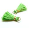 Pompons, breloque, passementière avec fil d'or et anneau 25mm, VERT