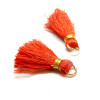 Pompons, breloque, passementière avec fil d'or et anneau 25mm, ROUGE