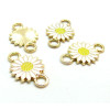 PS110908179 – Lot de 4 ou 10 Connecteurs Marguerite Résine Émaillée 13mm Blanc Base Doré