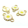 Connecteurs Marguerite résine émaillé 13mm Blanc base doré