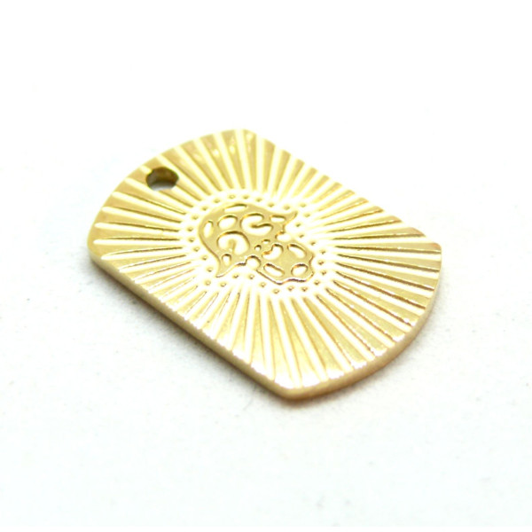 Pendentif Rectangle, Grigri, Main de Fatima 20 mm, Acier Inoxydable 304, finition Doré Placage IONIQUE