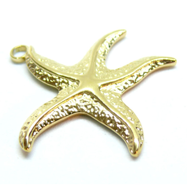 Pendentif Etoile de mer 35mm, Acier Inoxydable 304, finition Doré à l'or fin 18K, Placage IONIQUE