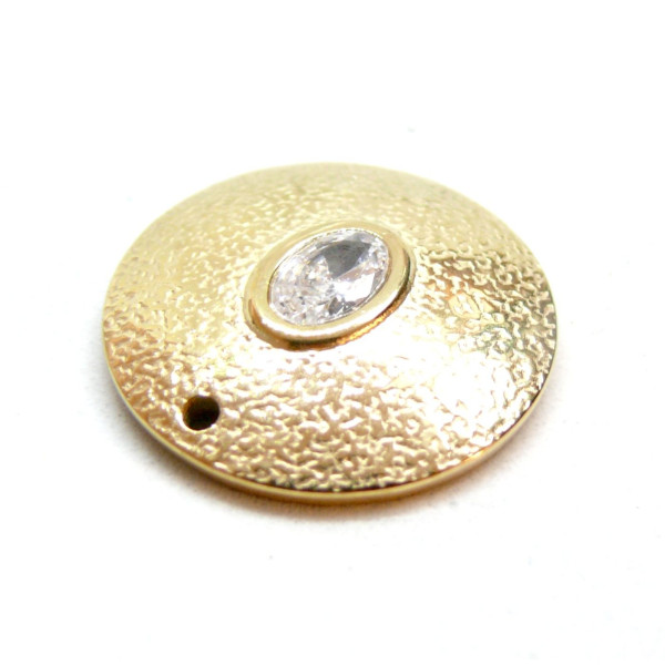 Pendentif, Martelé Bohème Strass 20mm, Acier Inoxydable 304, finition Doré Placage IONIQUE