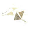 Boucle d'oreille  Crochet, Triangle martelé, avec anneau d'attache, Laiton finition Doré à l'or fin 18K