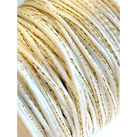 Cordon Blanc et fil métallisé doré 2mm coloris 800