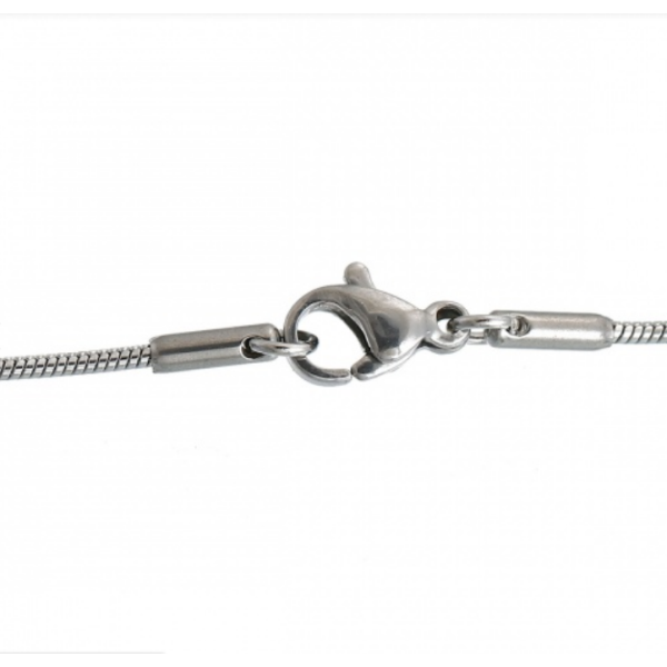 Collier Princesse 45cm - maille serpent 1.2 mm - Acier Inoxydable 304 finition Argent Platine