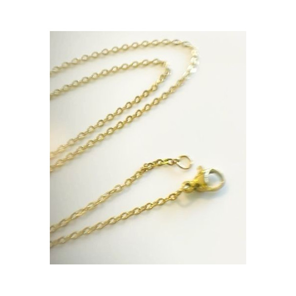H11K00417G – Lot de 1 Collier princesse 45cm Maille Jaseron 2mm Acier Inox Doré 18K Ionique