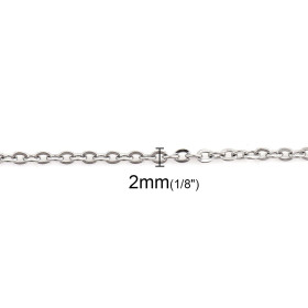 Colliers 49 cm, maille fine 2 mm, Acier Inoxydable 304, finition Argenté