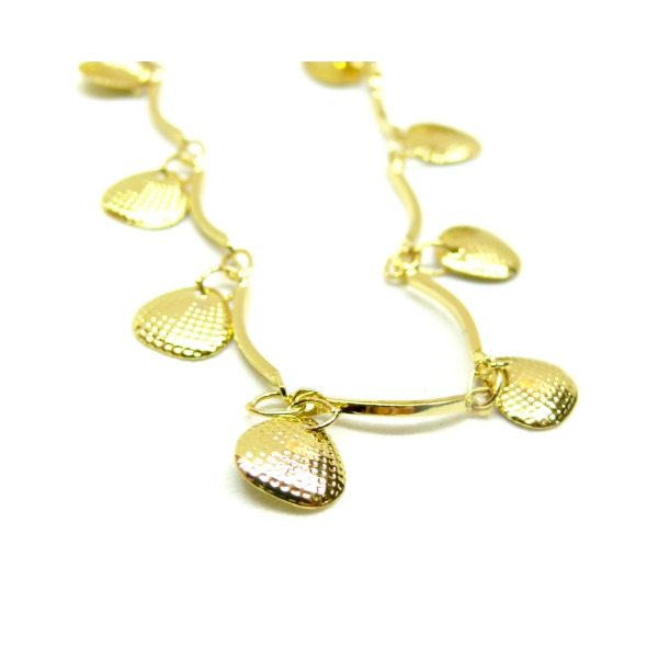 Chaine, maille avec Coquille Saint Jacques 7 mm, Laiton, finition Doré à l'or fin 18K