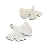 Pendentif Feuille de Ginkgo biloba 22mm, Acier Inoxydable 304, finition Argent Platine