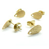 Boucles d'oreilles Clous, Puce Goutte 10mm, Texturée avec trou et embouts, Acier inoxydable 304, finition Doré