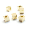 Perles Intercalaires Cube 4mm, Laiton, finition Doré à l'or fin 24K