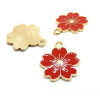 Pendentifs Fleurs de SAKURA 17mm – Émaillés Rouge, Métal Finition Dorée