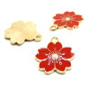 Pendentifs Fleurs de SAKURA 17mm – Émaillés Rouge, Métal Finition Dorée