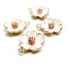 Pendentifs, breloques émaillées forme Fleur 3D, coloris ROSE,  métal Doré coloris 01