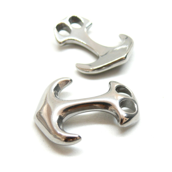 Fermoir crochet type Ancre Marine pour cordon, Acier Inoxydable 304 couleur Argent