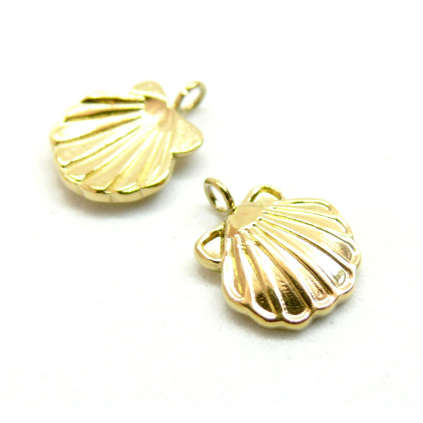 Pendentif anneau transversale, Coquille Saint Jacques 10mm, Acier Inoxydable 316L , Doré à l'or fin 18K, Placage IONIQUE