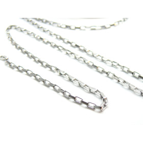 Chaine, maille Rectangle Vénitienne 3 par 1.5 mm, Acier Inoxydable 304, finition Argent Platine