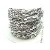 Chaine, maille Rectangle Vénitienne 3 par 1.5 mm, Acier Inoxydable 304, finition Argent Platine