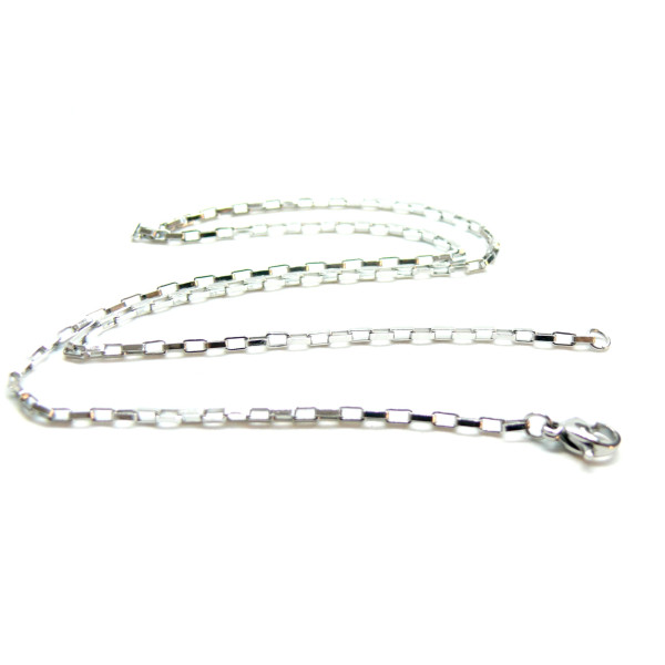 Colliers Princesse 50cm, maille Rectangle Vénitienne 1.5mm, Acier Inoxydable 304 finition Argent