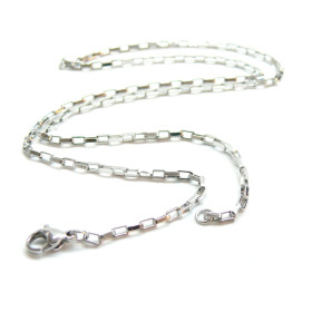 Colliers Princesse 45cm, maille Rectangle Vénitienne 2mm, Acier Inoxydable 304 finition Argent