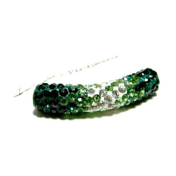 1 Magnifique Tube Shambala Shamballa Vert – Fimo & Strass Synthétiques Qualité