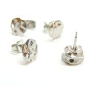 Boucles d'oreilles Clous, Puce Ronde 8mm, Martelée avec trou et embouts, Acier inoxydable 304, finition Argenté