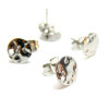 Boucles d'oreilles Clous, Puce Ronde 8mm, Martelée avec trou et embouts, Acier inoxydable 304, finition Argenté