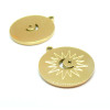 Pendentif, médaillon Soleil et Lune 22mm, Acier Inoxydable 316L, finition Doré à l'or fin 18K, Placage IONIQUE