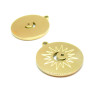 Pendentif, médaillon Soleil et Lune 22mm, Acier Inoxydable 316L, finition Doré à l'or fin 18K, Placage IONIQUE