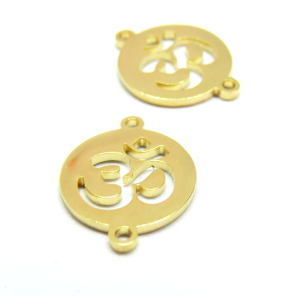 Connecteur Médaillon Yoga ohm 16mm, Acier Inoxydable 304, finition Doré à l'or fin 18K