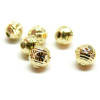 Perles Intercalaires Rondes Travaillées 6mm, Laiton, finition Doré à l'or fin 24K