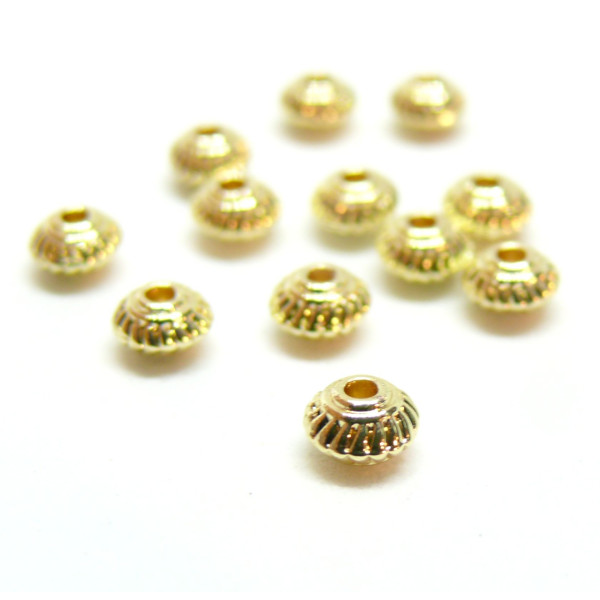 Perles Intercalaires, Rondelles Soucoupe 5 par 3mm, Laiton, finition Doré à l'or fin 18K