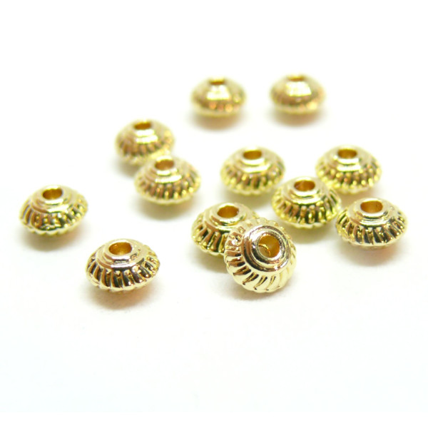 Perles Intercalaires, Rondelles Soucoupe 5 par 3mm, Laiton, finition Doré à l'or fin 18K