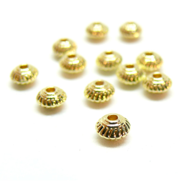 Perles Intercalaires, Rondelles Soucoupe 5 par 3mm, Laiton, finition Doré à l'or fin 18K